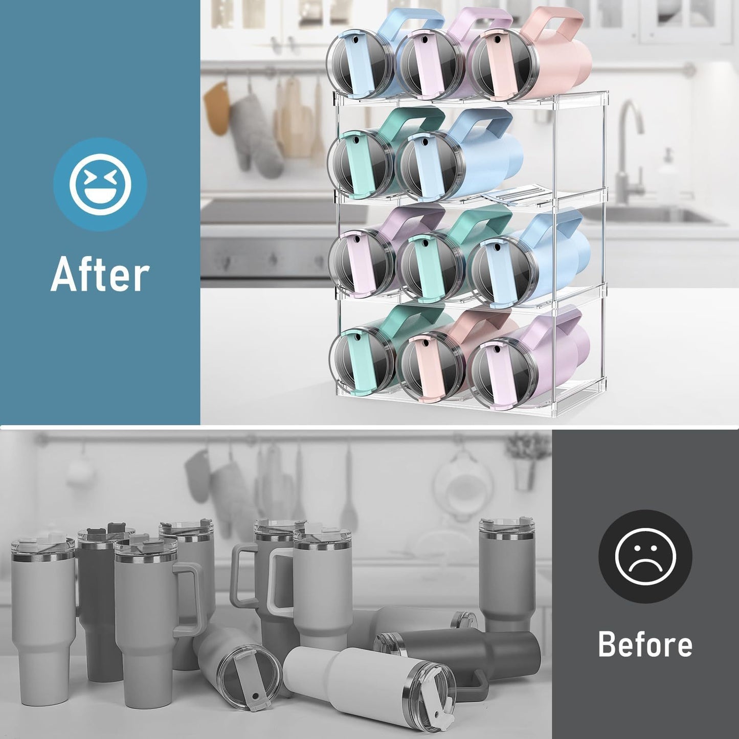 4 Tier Stackable Water Bottle Organizer Holder