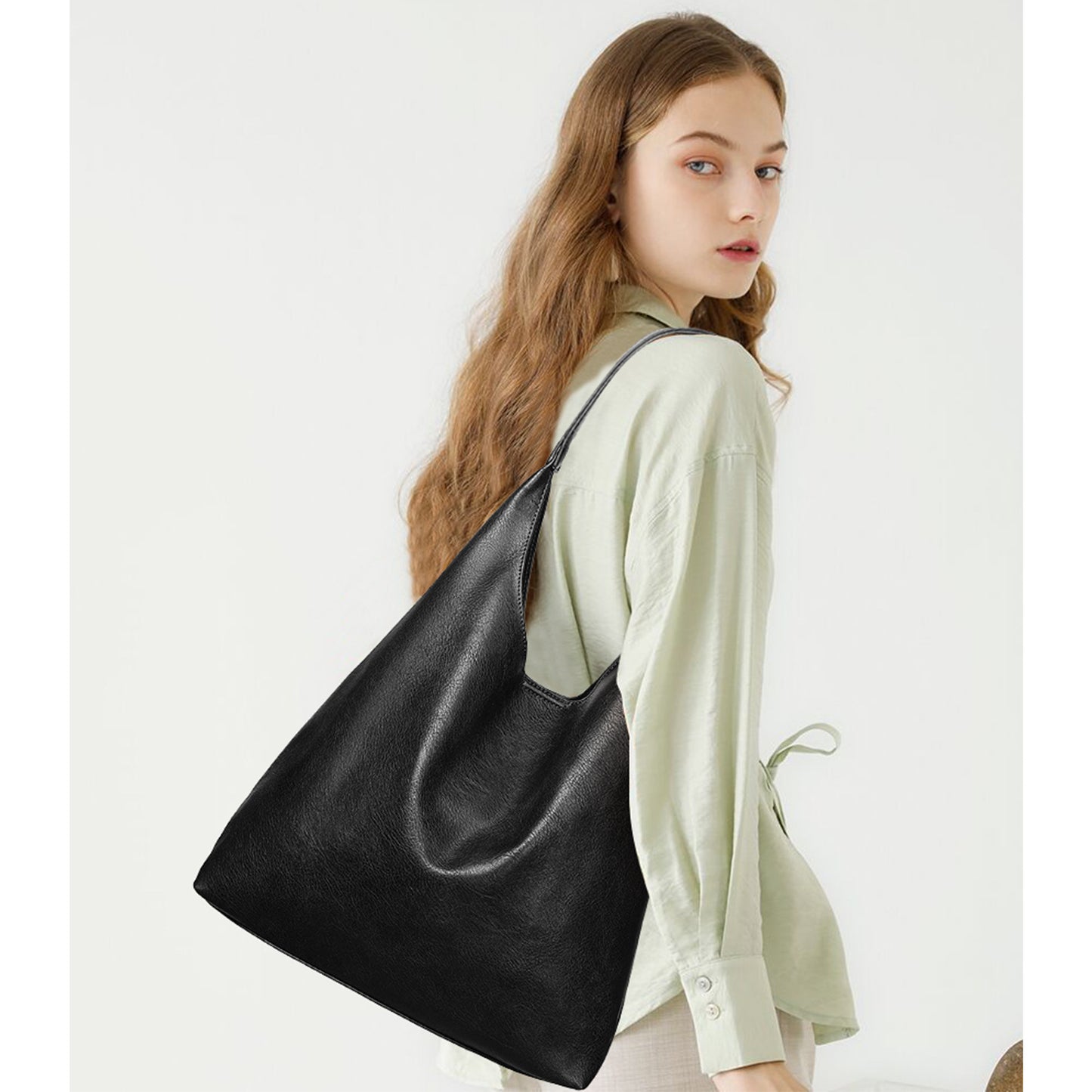 Slouchy Tote Bag Crossbody Purses 2PCS Vegan Leather Shoulder Handbags Bags Set