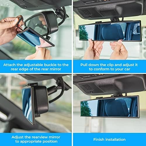 Universal Panoramic Convex Interior Clip-on Wide Angle Mirror 30x7.5cm