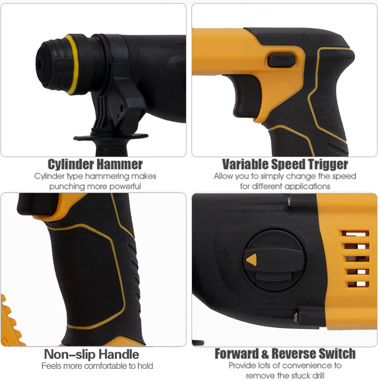 21V Brushless D-Handle Rotary Hammer Drill with 2 Batteries