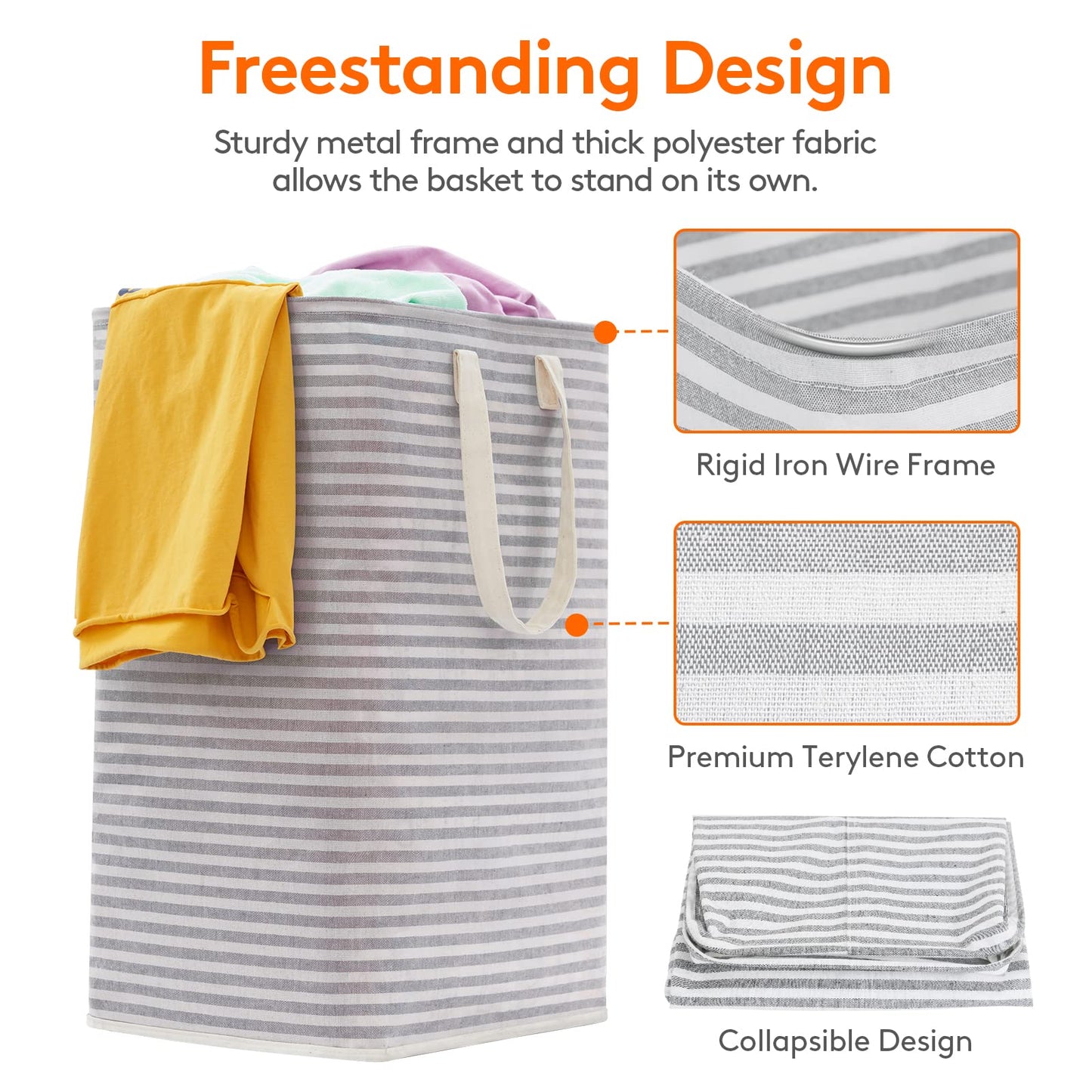 Large Laundry Basket 75L 2pcs 2colors - Weshop876