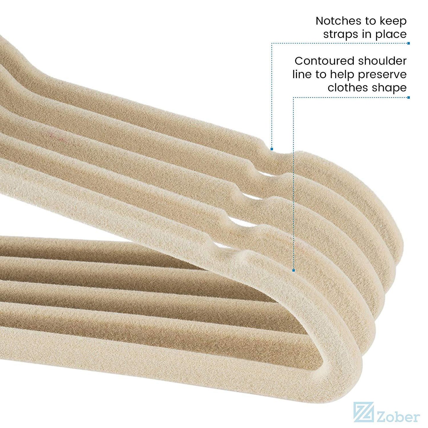 Adults Velvet Clothes Hangers 20 Units 45 cm, White