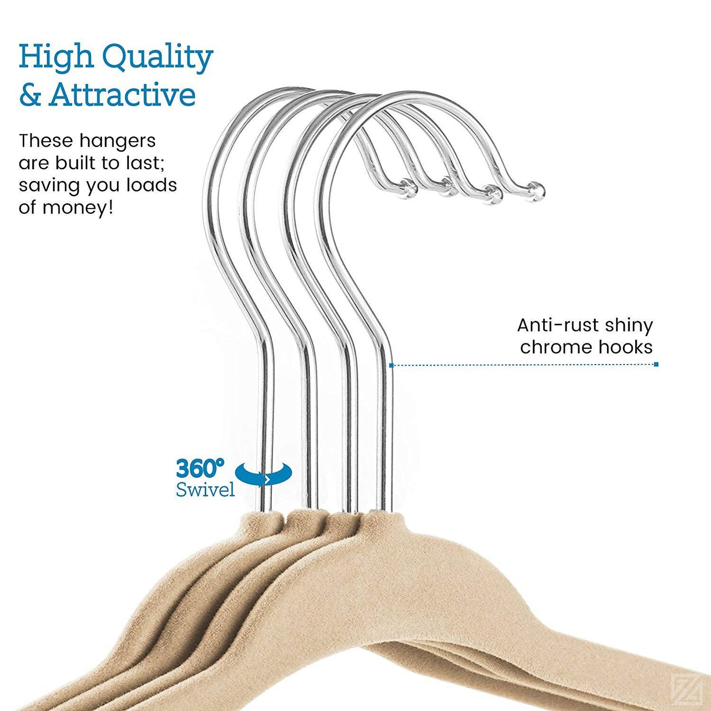 Adults Velvet Clothes Hangers 20 Units 45 cm, White