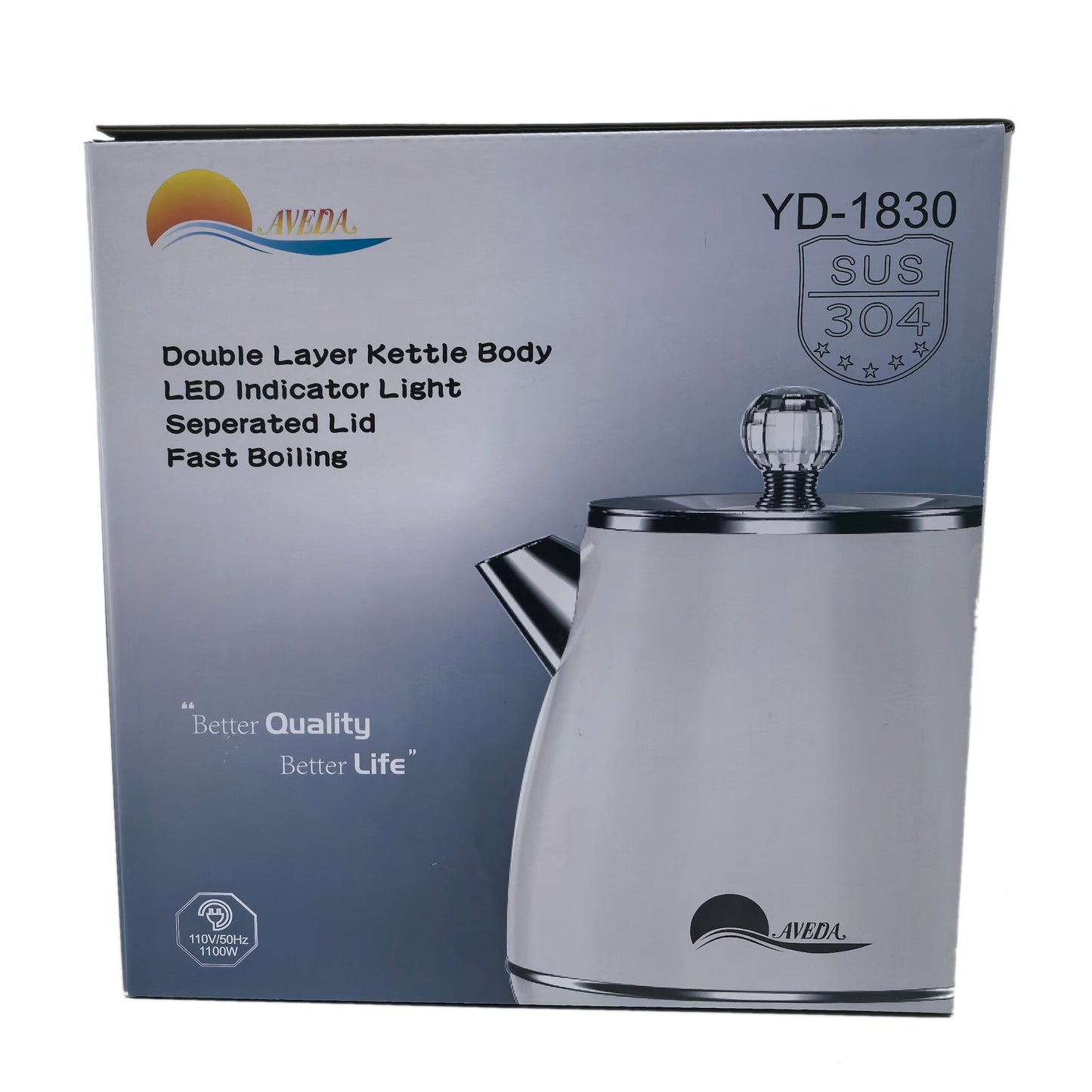 Double Layer Electric Kettle 1.8L, White