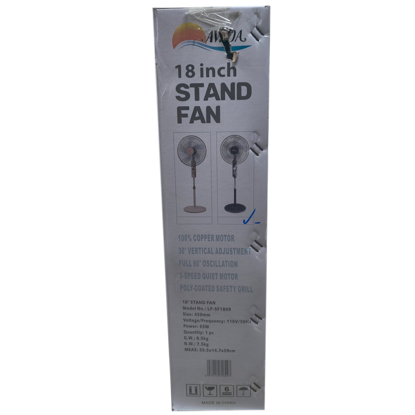 3 Speeds Control Stand Fan 18 Inch, Black