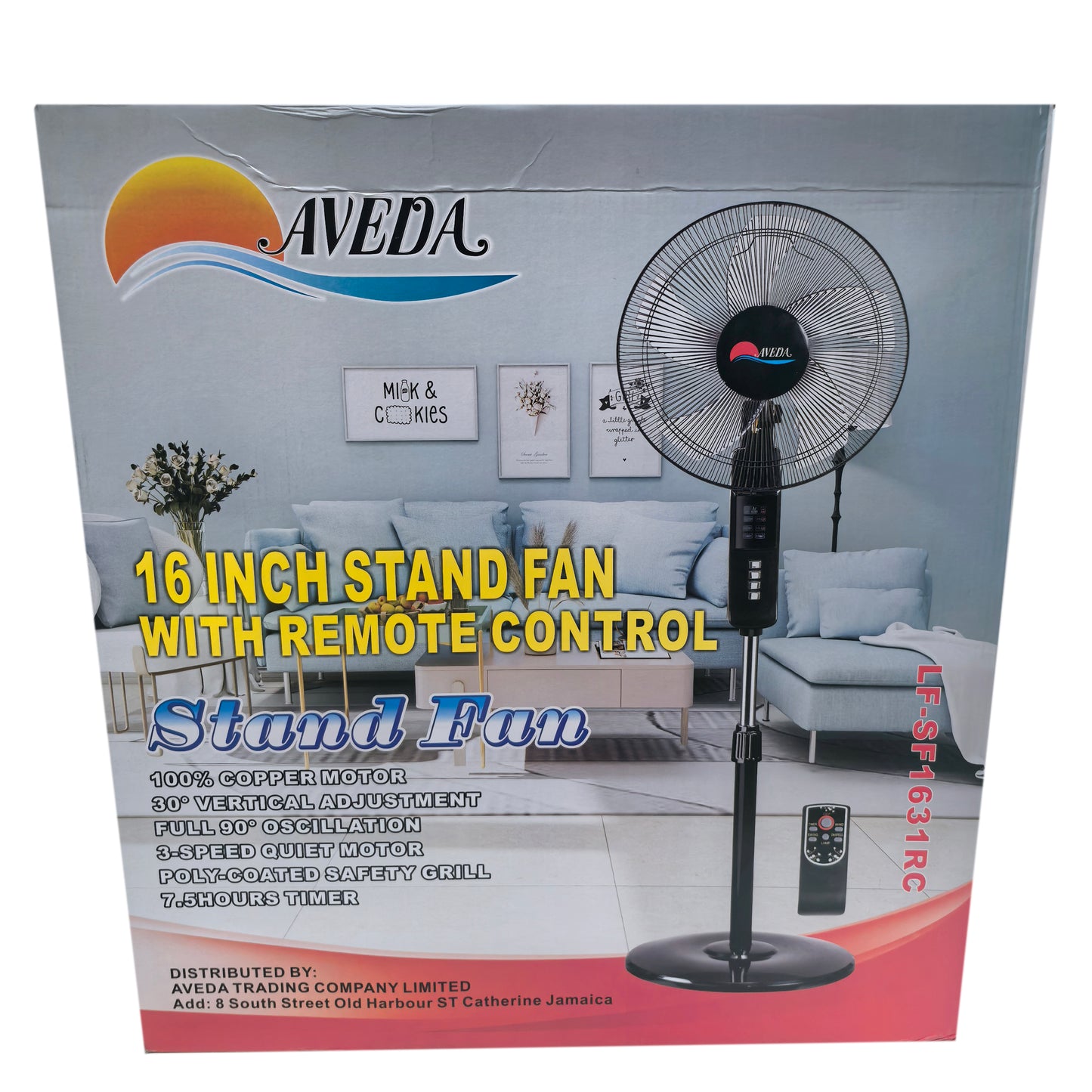 3 Speeds Control Stand Fan 16 Inch with Remote Control, Black