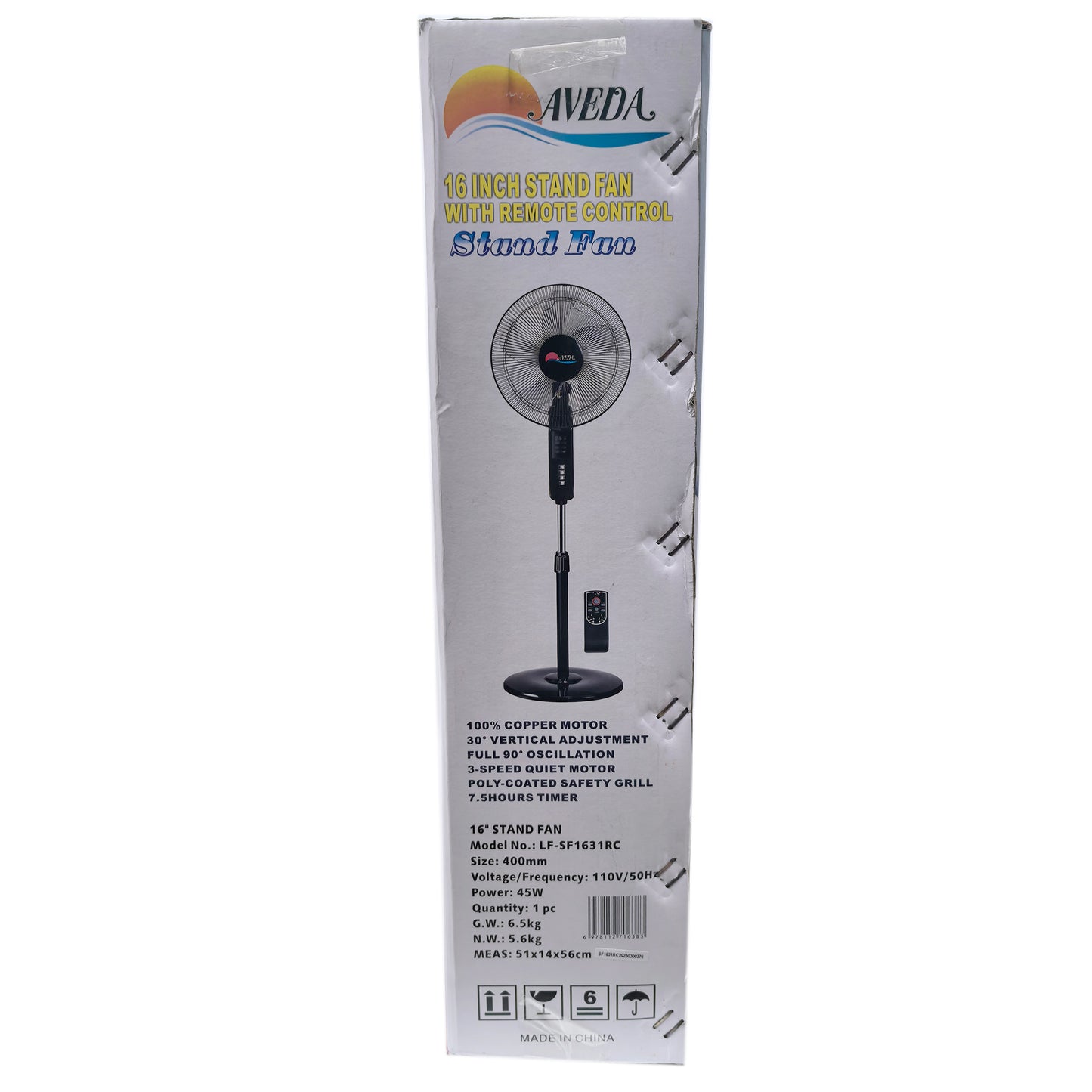 3 Speeds Control Stand Fan 16 Inch with Remote Control, Black