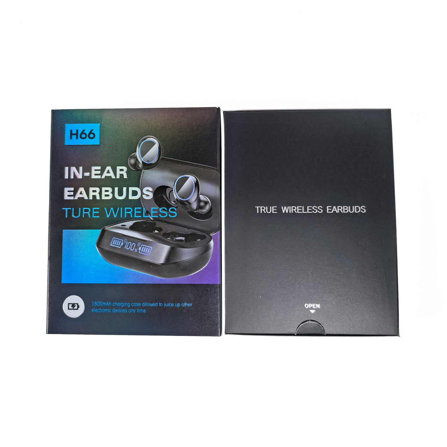 Wireless In-ear Earbuds with Digital Display, Black
