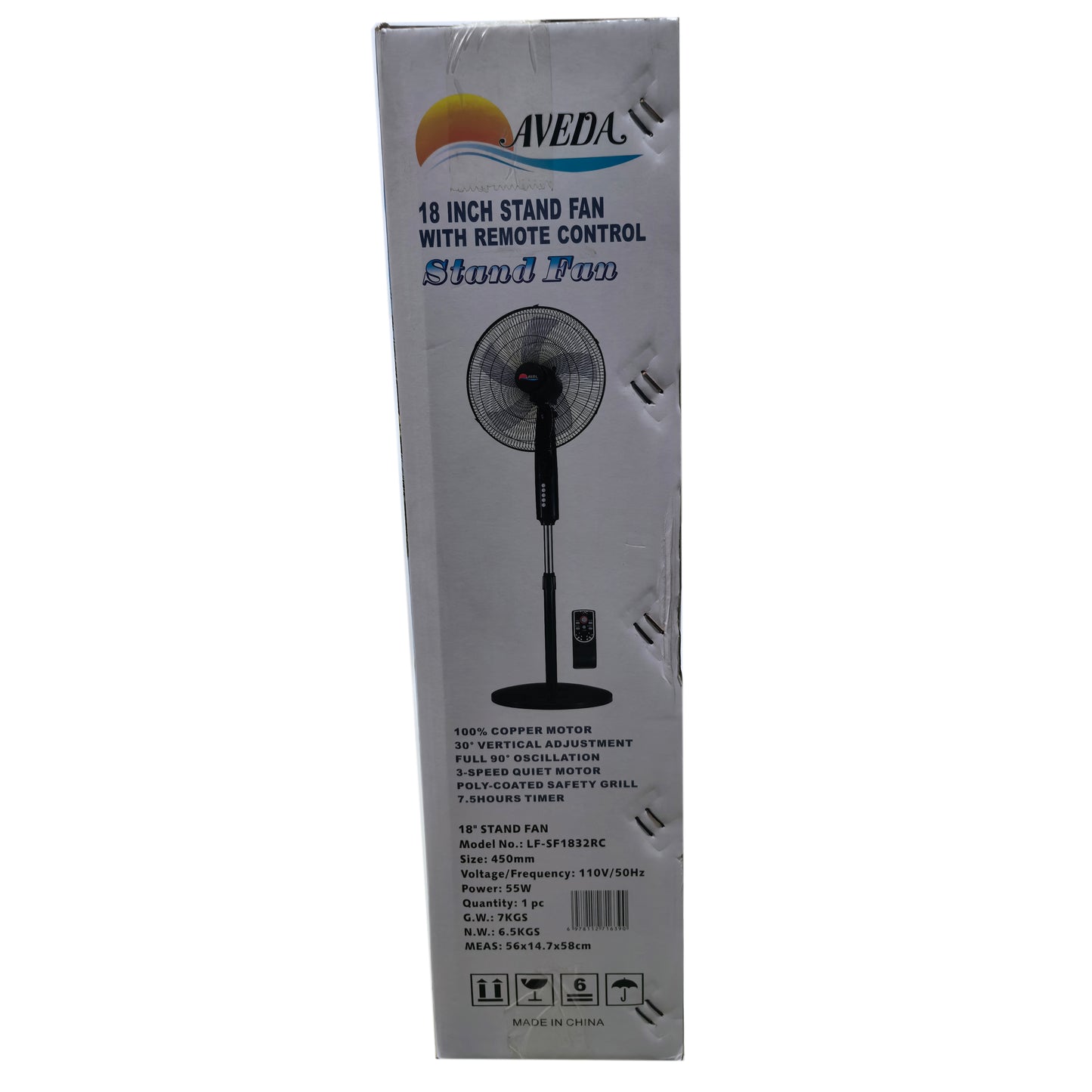3 Speeds Control Stand Fan 18 Inch with Remote Control, Black