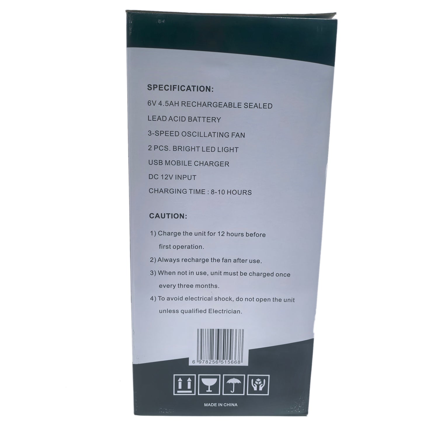 Rechargeable Solar Table Fan 12 Inch