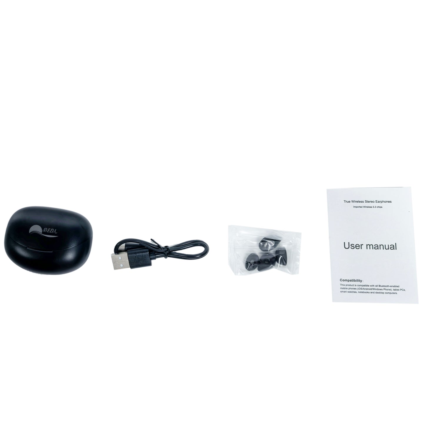 Wireless In-Ear Earphones with Digital Display, Black