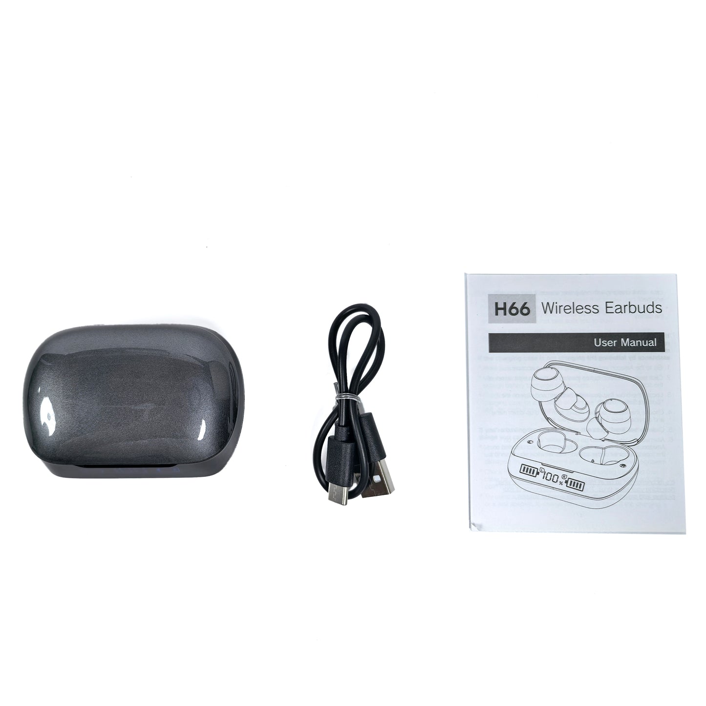 Wireless In-ear Earbuds with Digital Display, Black