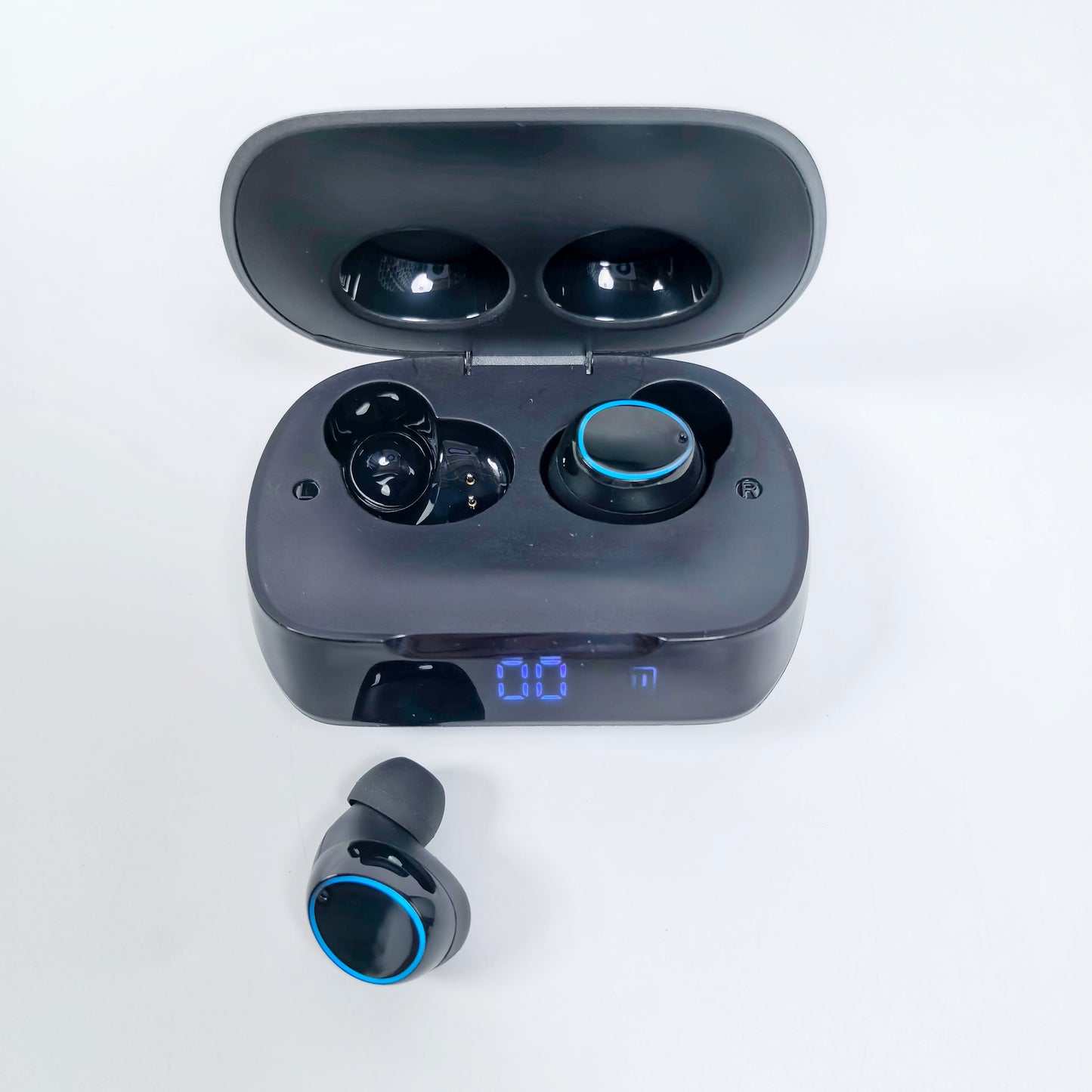 Wireless In-ear Earbuds with Digital Display, Black
