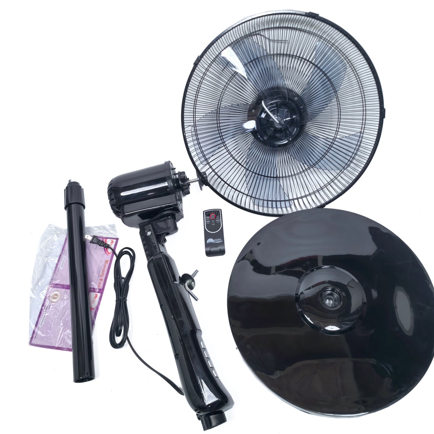 3 Speeds Control Stand Fan 16 Inch with Remote Control, Black