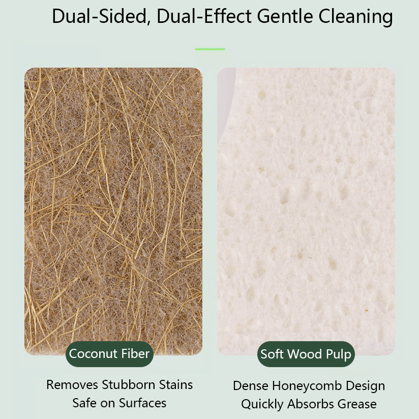 Biodegradable Compostable Cellulose and Coconut Scrubber Sponge 12 Units