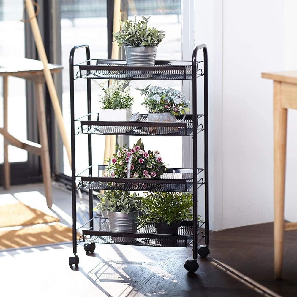 4 Tier Rolling Utility Storage Rack Cart on Wheels