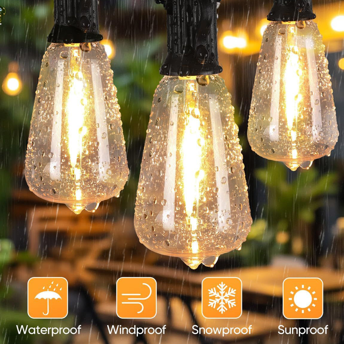 25+1 ST38 LED Bulb 50FT LED Outdoor String Lights with Remote