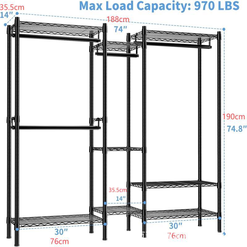 Large Portable Closet Rack 74"x14"x74.8"