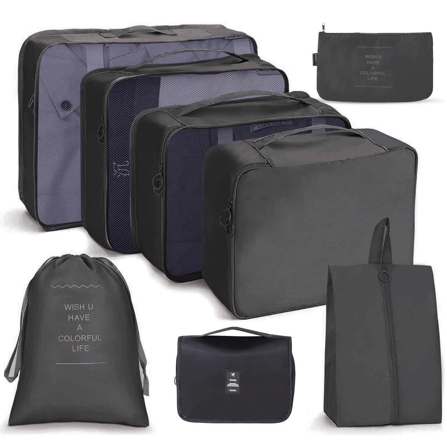 8-Piece Packing Cubes for Travel (2 Color Options)