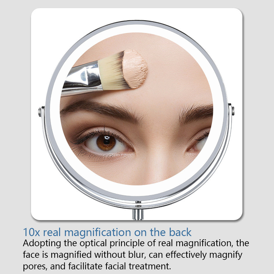 Lighted Makeup Mirror 1x/10x Magnifying with 3 Color