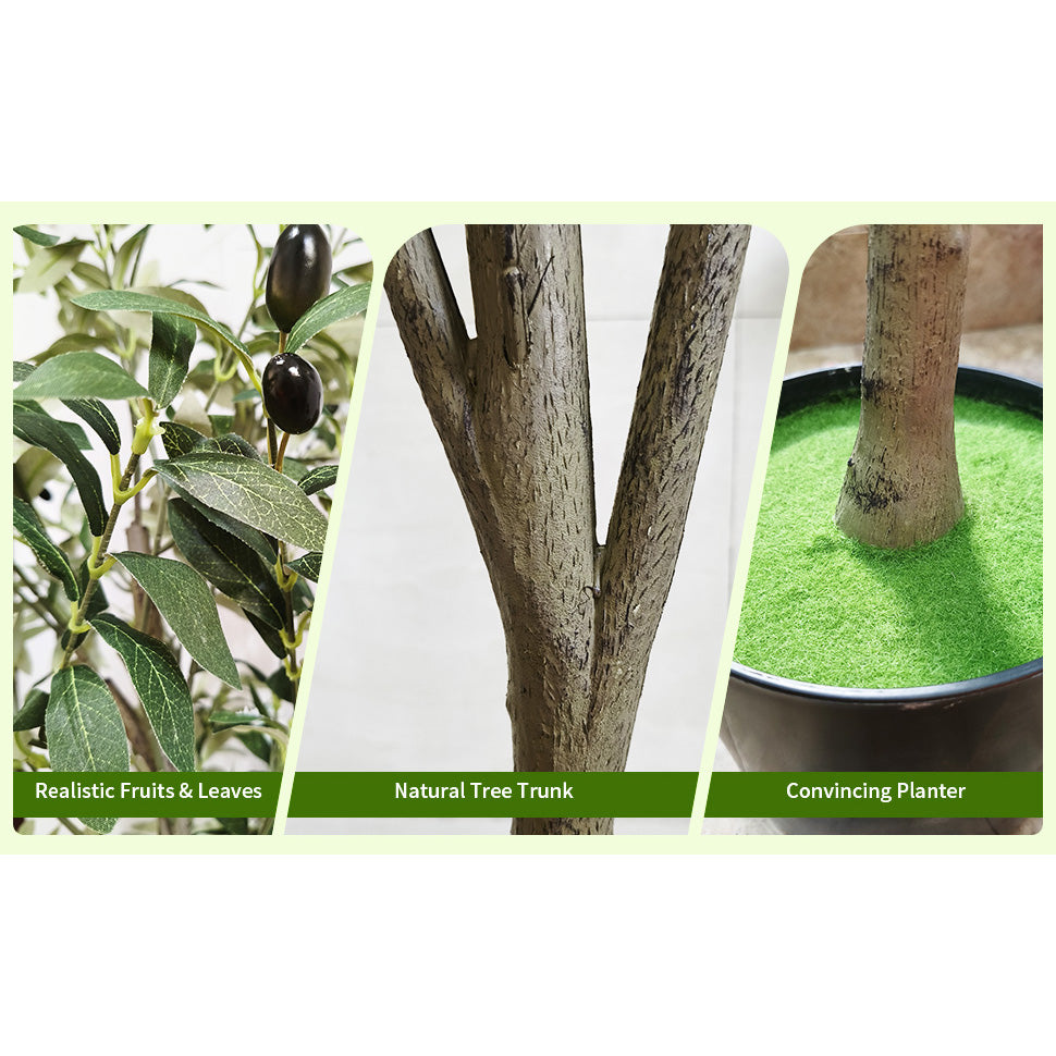 Olive Trees Artificial Indoor with Lifelike Leaves & Natural Wood Trunk