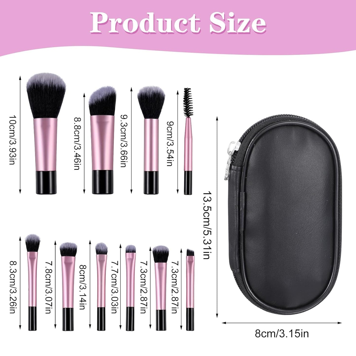 10-Piece Mini Makeup Brush Set with Pouch
