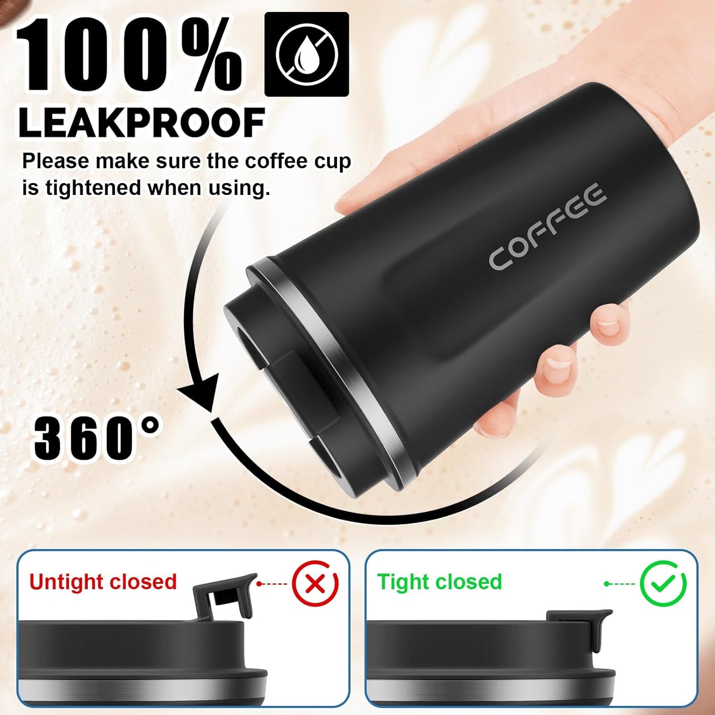 Insulated Cup Flask Stainless Steel Coffee Mug 510ML(17.24Oz)-Portable Rope