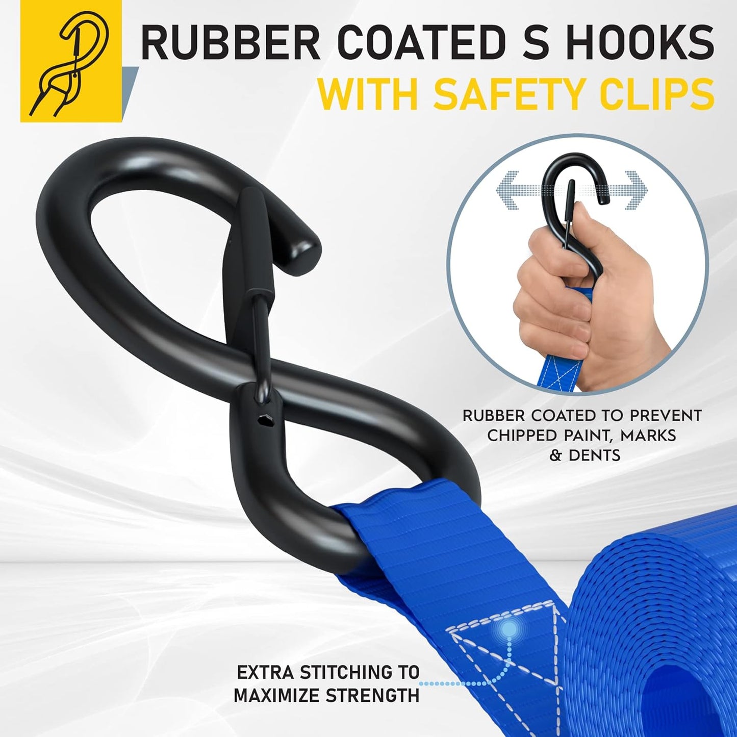 15-Piece Ratchet Straps Heavy Duty 15 FT / 2200 LB