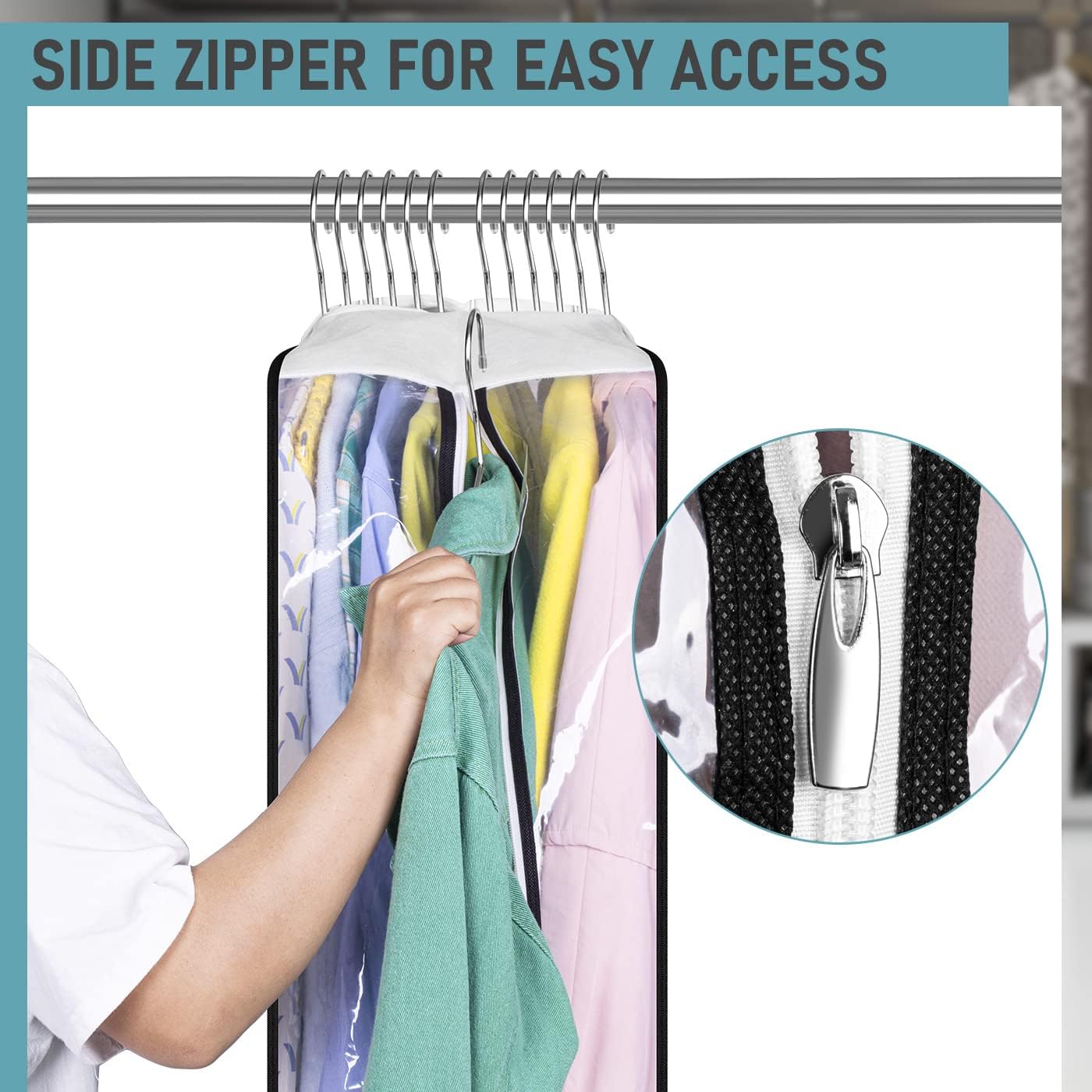 Clear Garment Bags for Hanging Clothes 3 Units 60x102x25.5cm