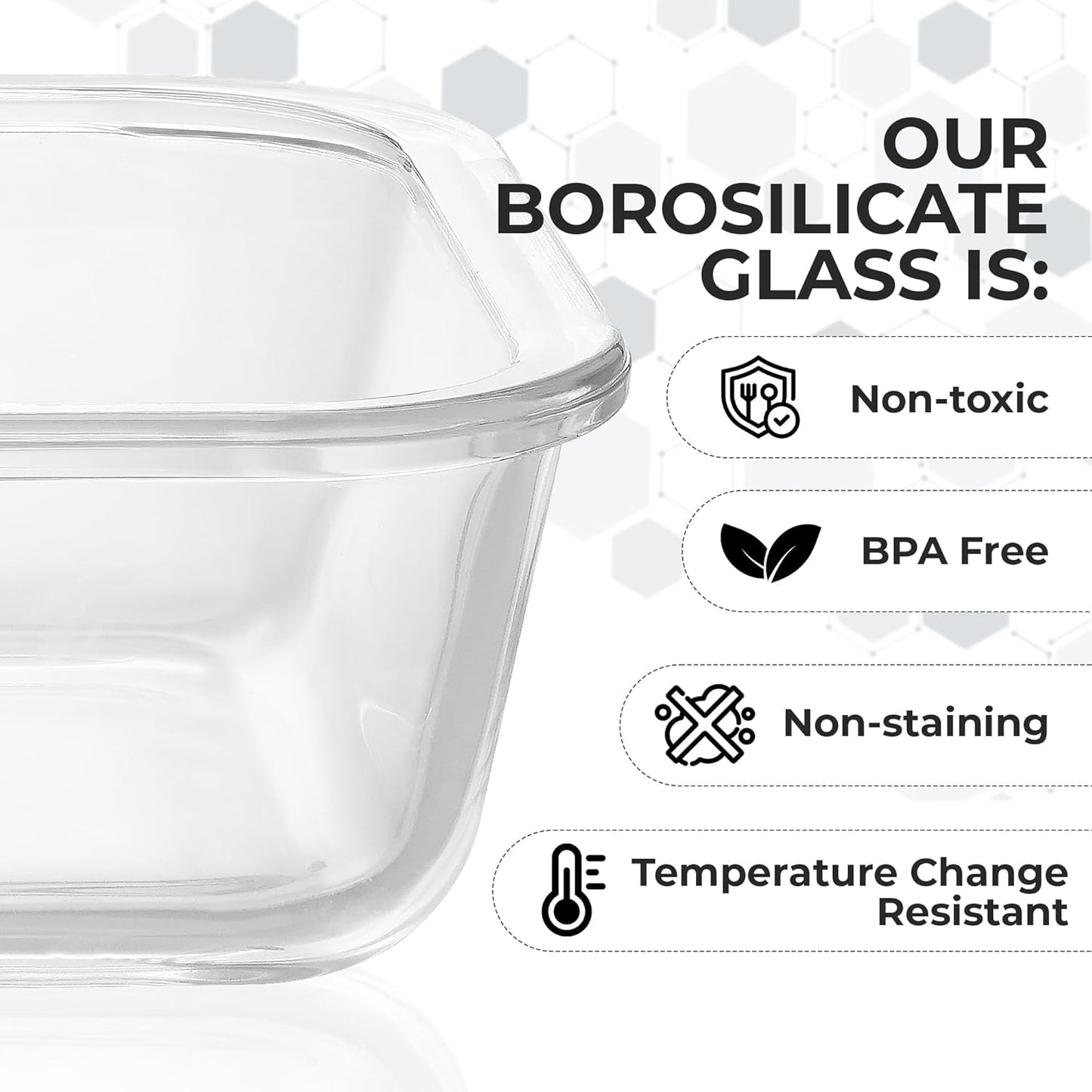 5pc Borosilicate Glass Storage Containers with Lids 1040ML*5