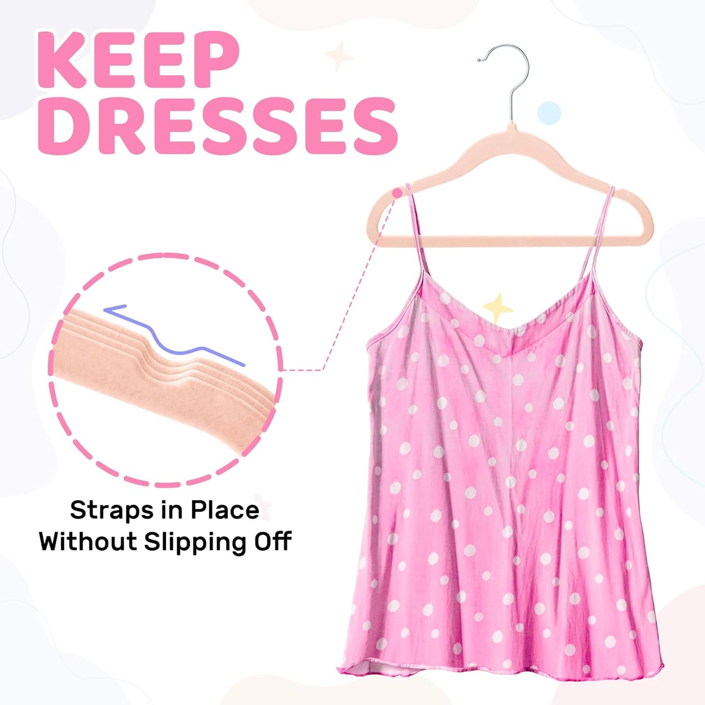 Kids Velvet Clothes Hangers 20 Units 30 cm, Pink