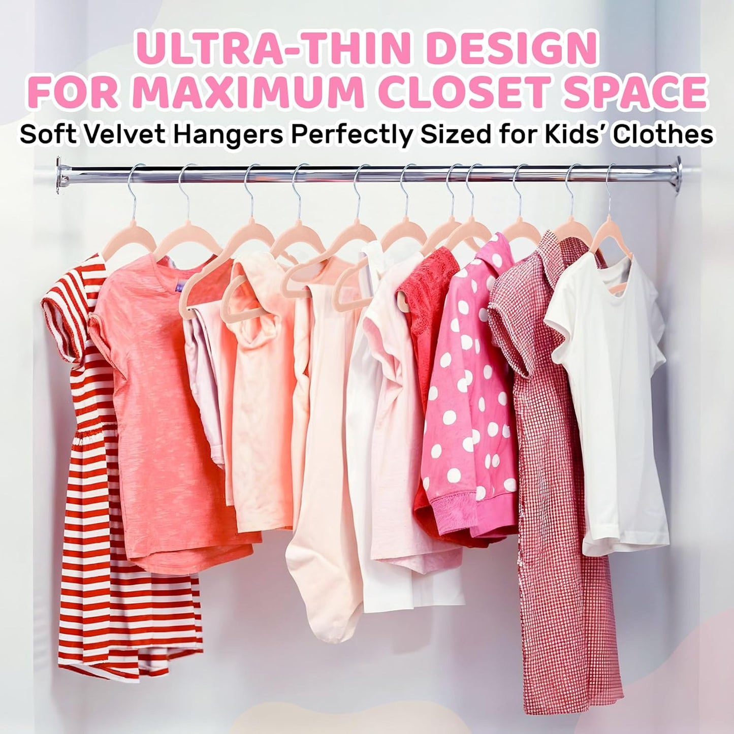 Kids Velvet Clothes Hangers 20 Units 30 cm, Pink