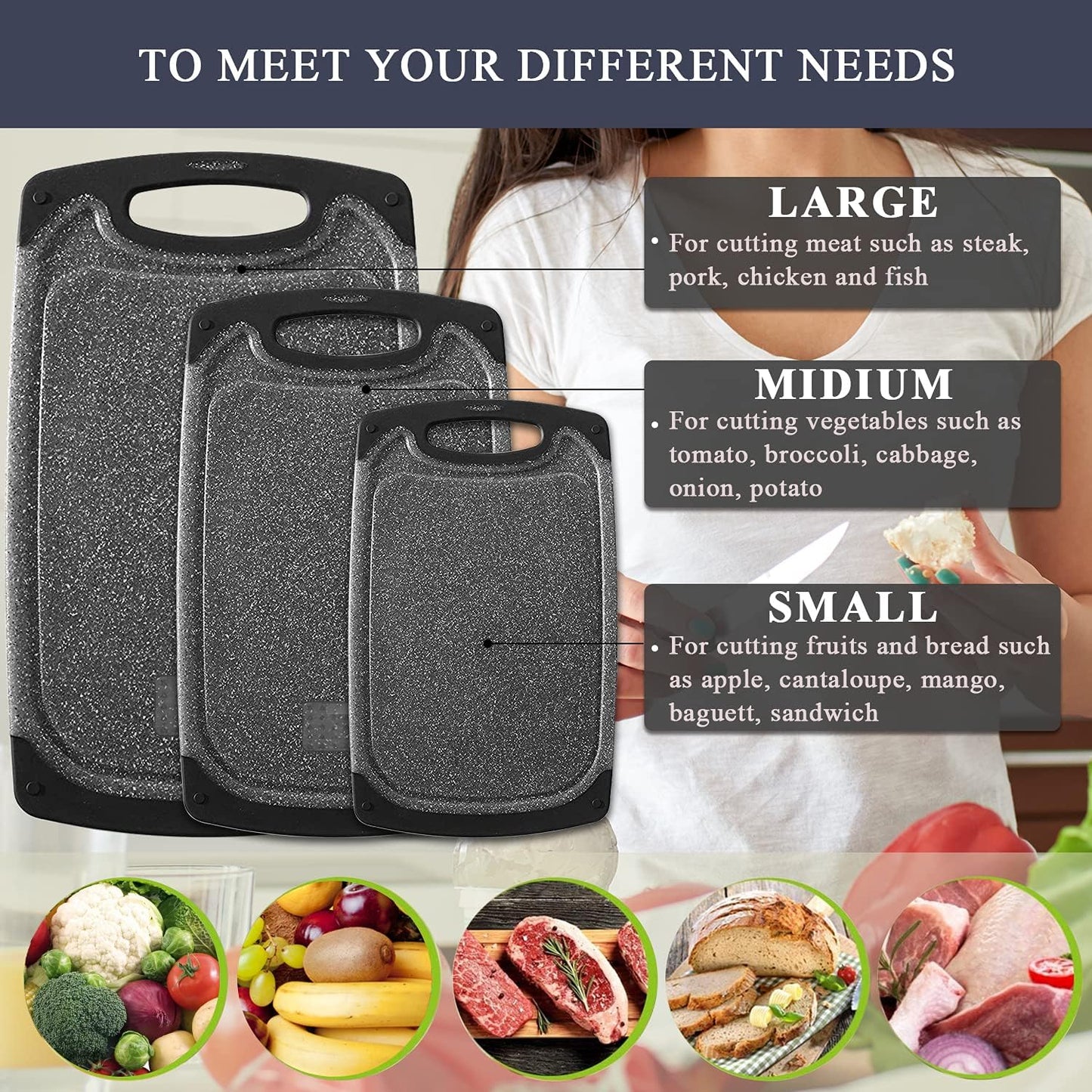 3-Piece Cutting Boards for Kitchen