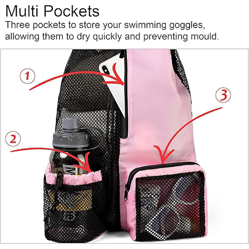 Mesh Backpack Swimming Drawstring Bag