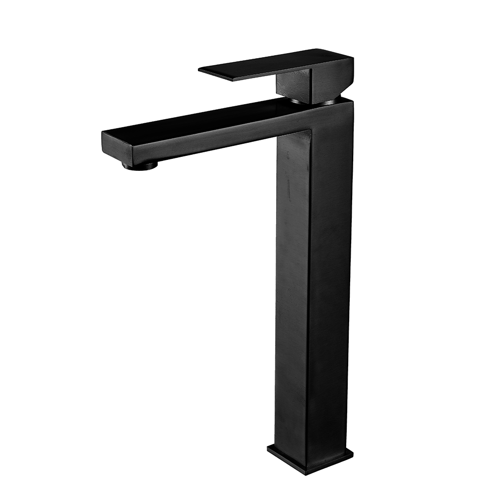 Single Handle Long Neck Basin Faucet Matte Black
