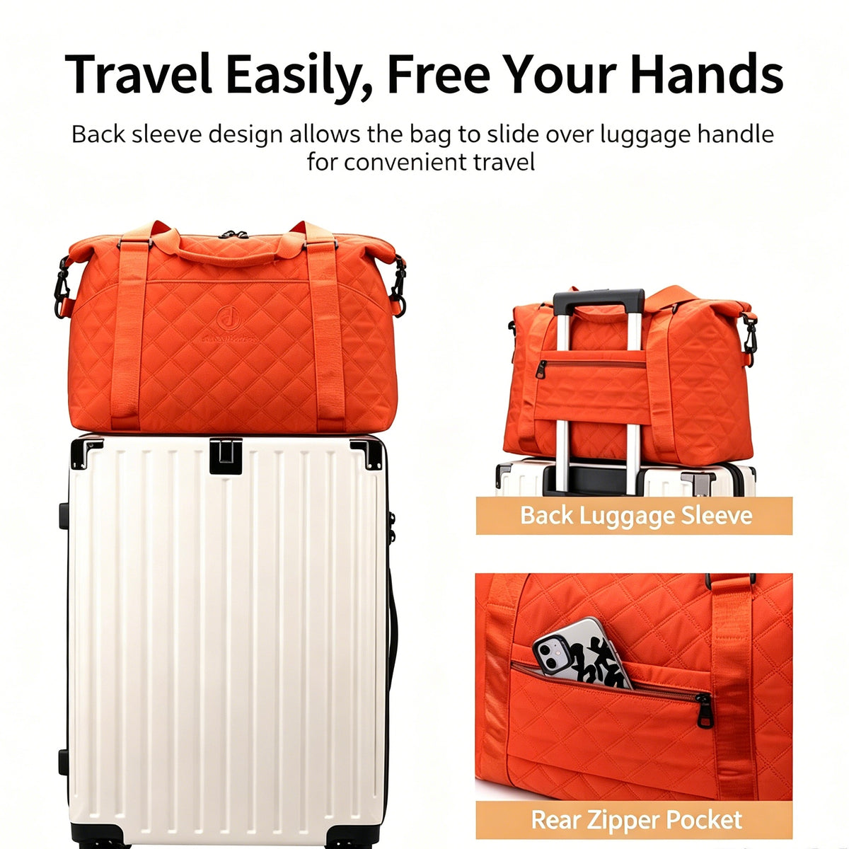 Large Capacity Travel Gym Duffle Bag, Multi-color Portable Weekend Overnight Bag with Luggage Sleeve