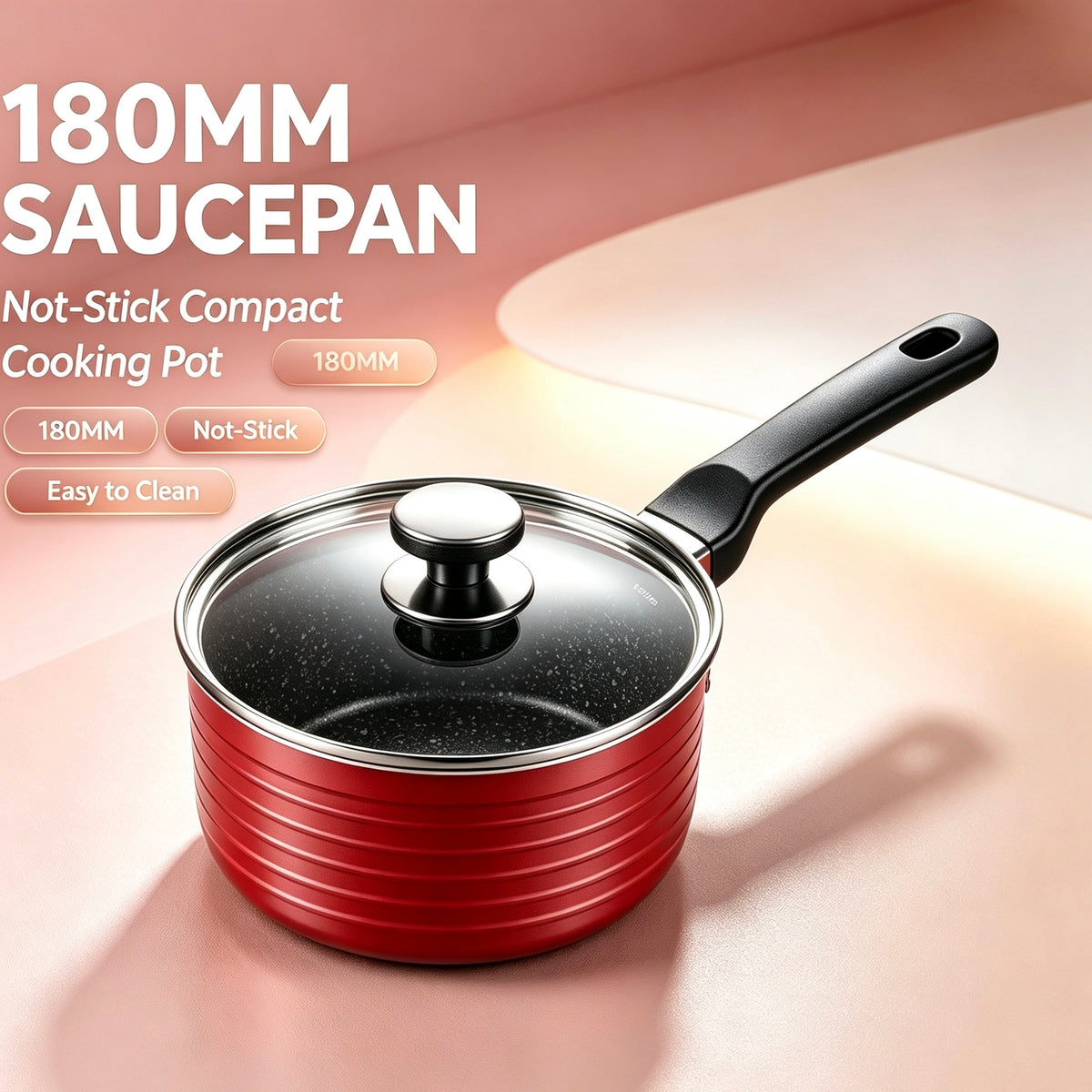 180mm Non-Stick Saucepan with Glass Lid ST-5227
