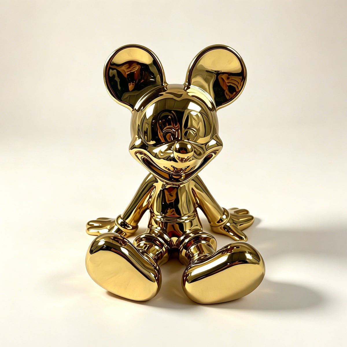 Gold Electroplated Mickey Figurine, 20cm Sitting Statue for Home Tabletop Decor