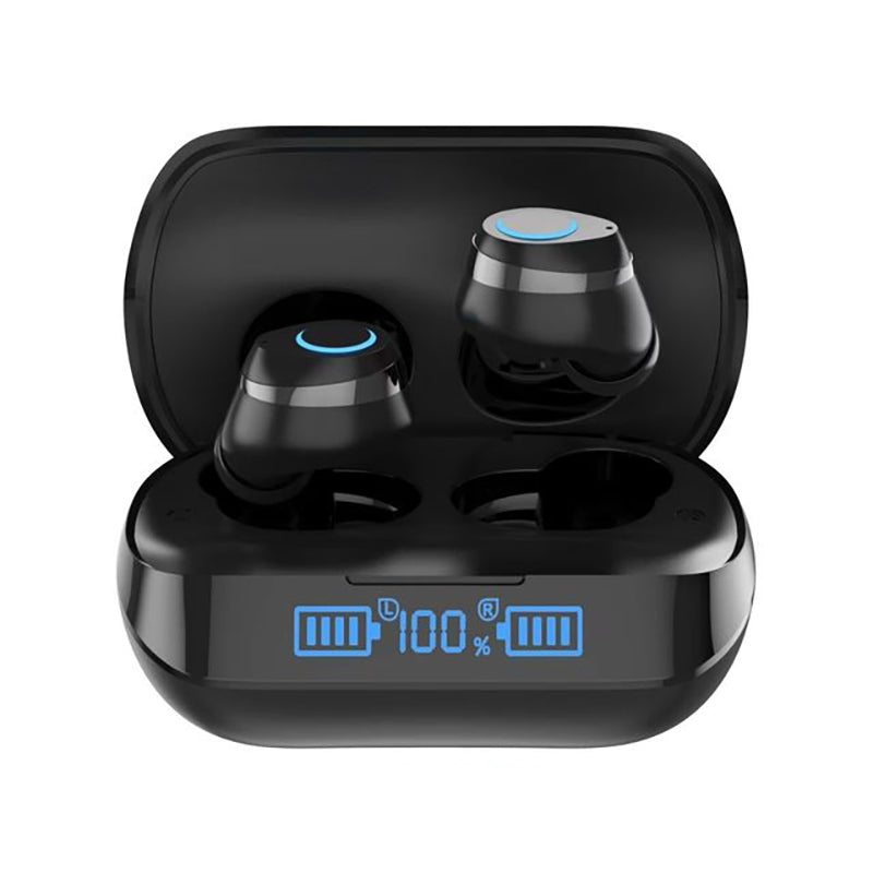 Wireless In-ear Earbuds with Digital Display, Black
