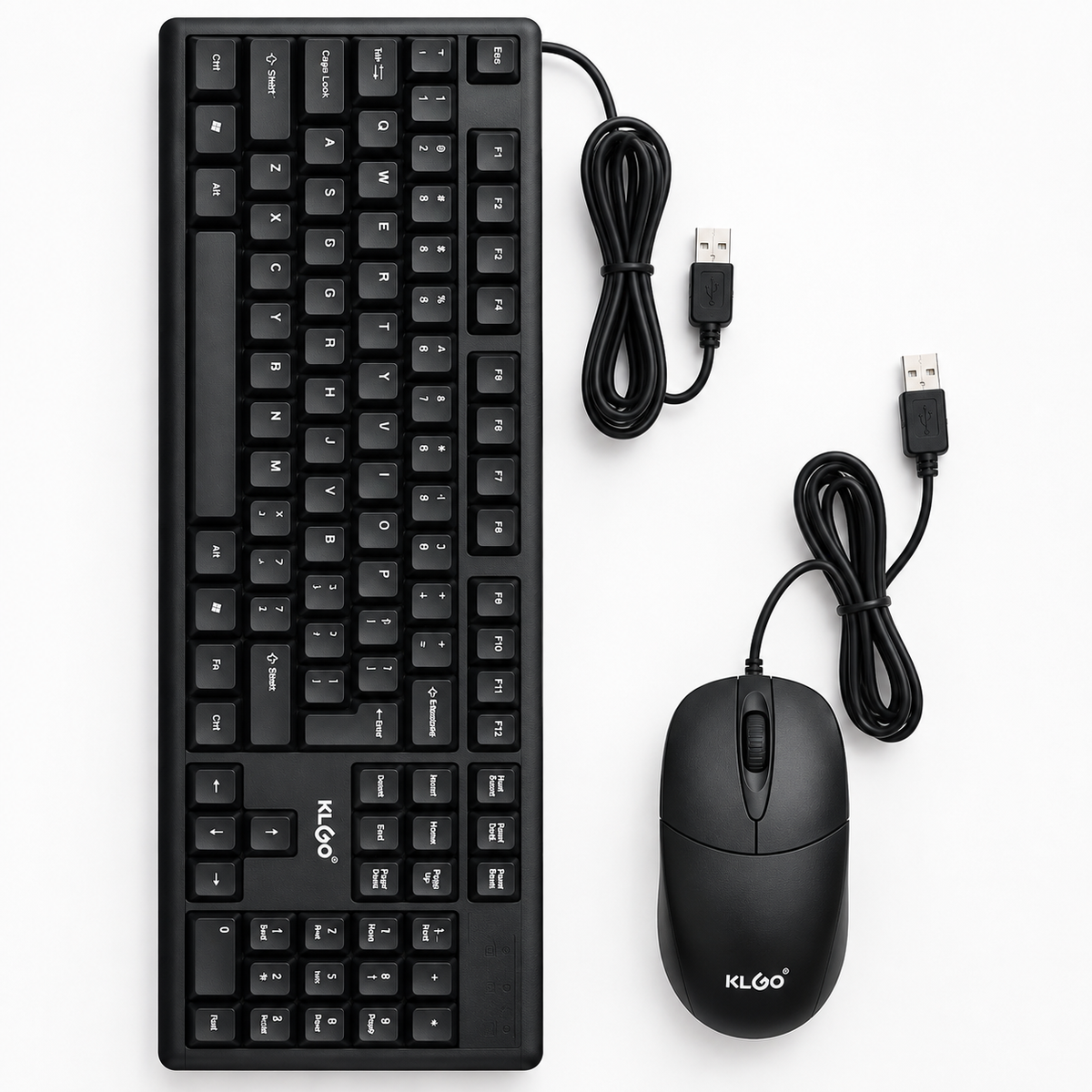 KLGO Wired Keyboard and Mouse Combo, 104 Keys USB 2.0 Business Desktop Set