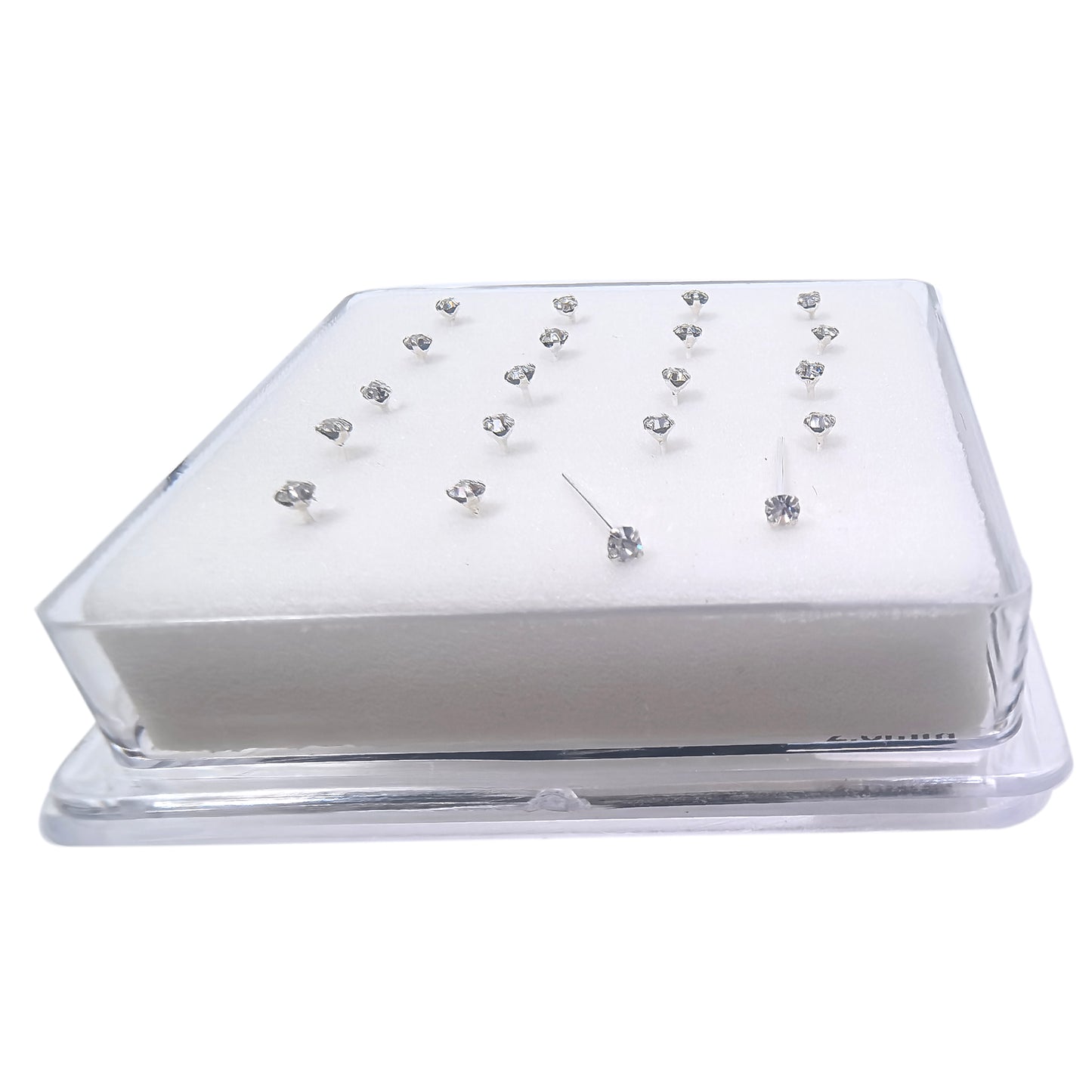 Silver Nose Studs with 2.0mm Diamond 10 Pairs Box Set