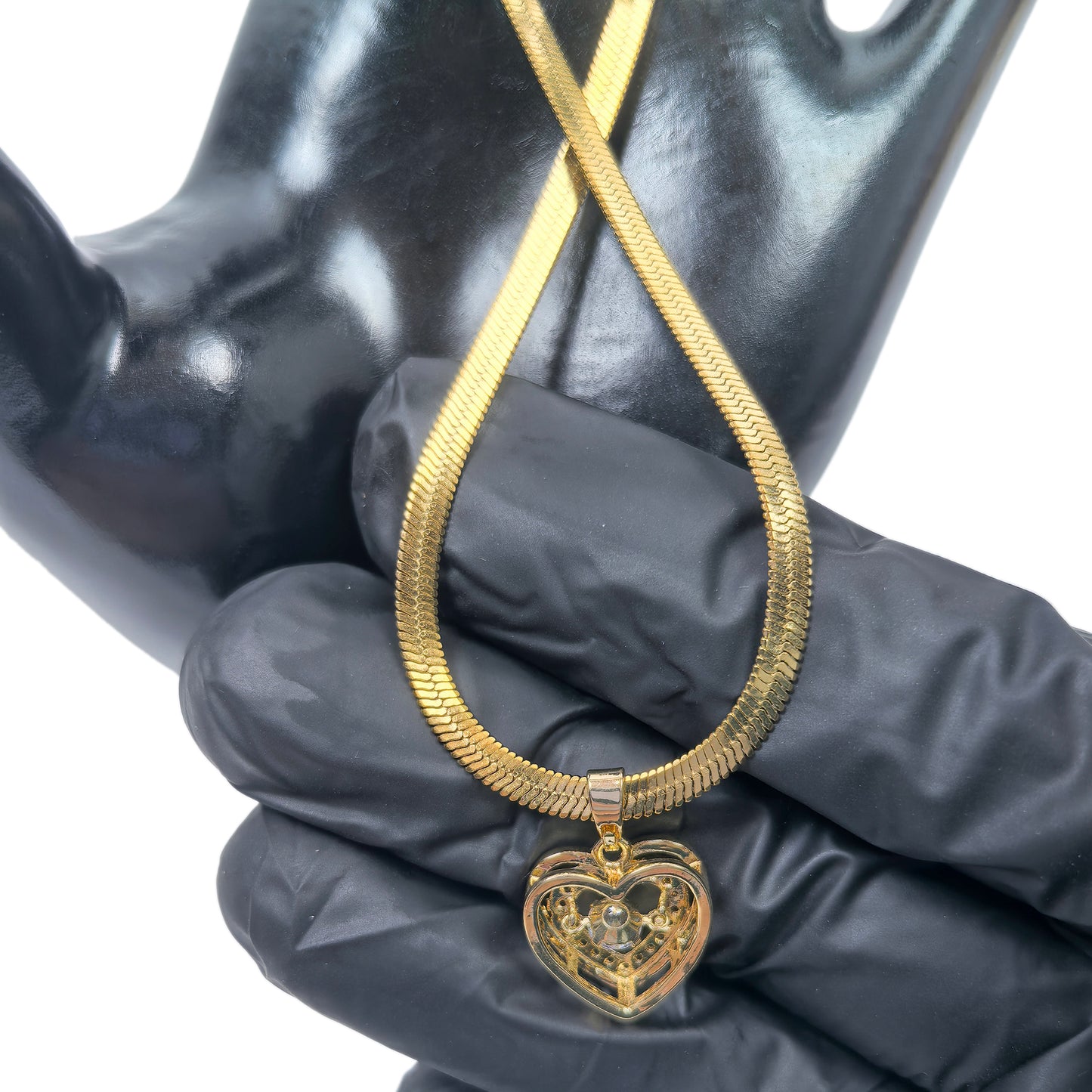 Three Dimensional Heart Pendant Gold Plated Hearts Necklace