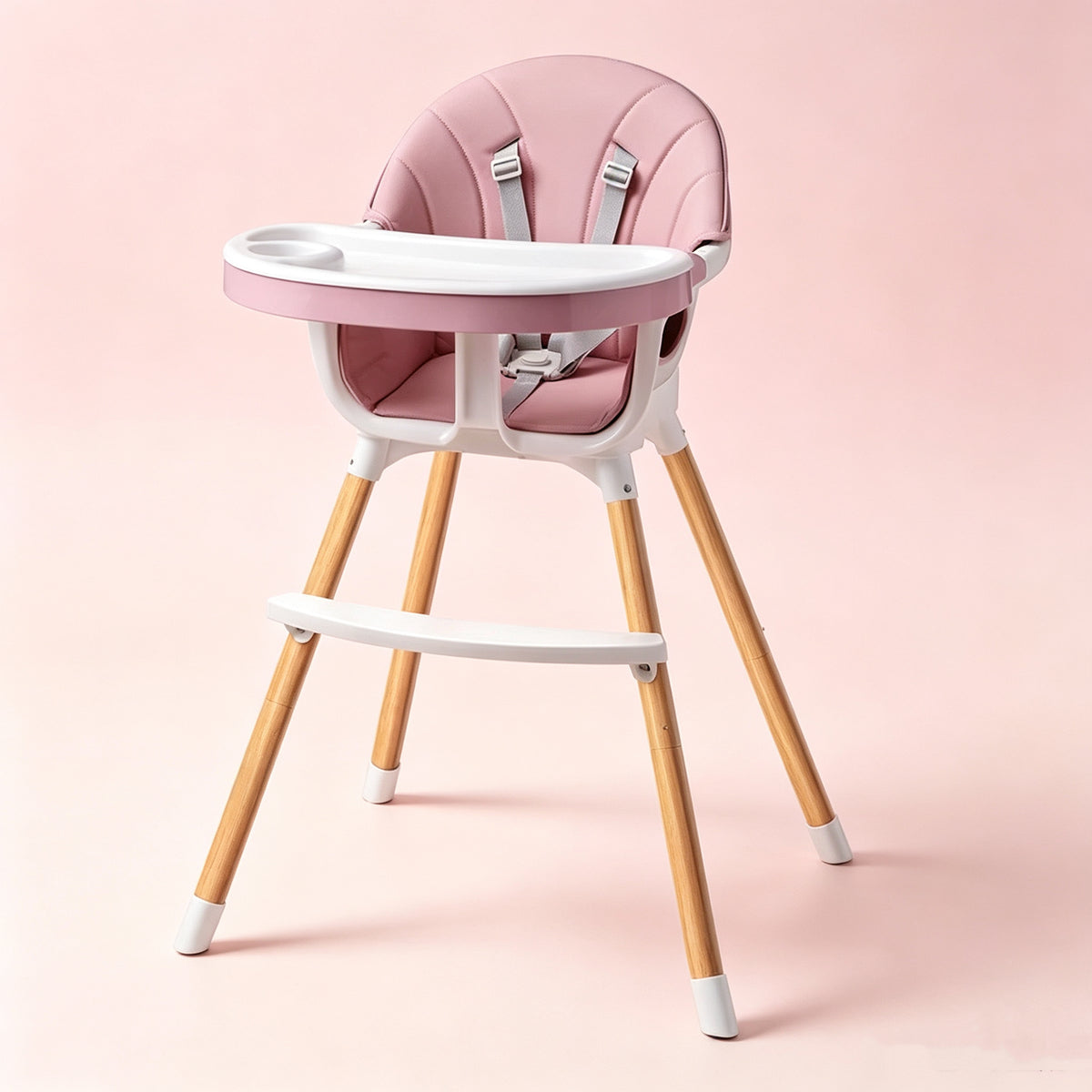 Adjustable Baby High Chair with Anti-Slip Base, Easy Assembly Toddler Feeding Chair