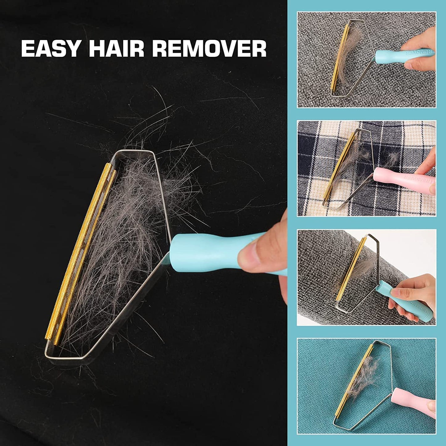 4-Piece Pet Hair Remover, Blue