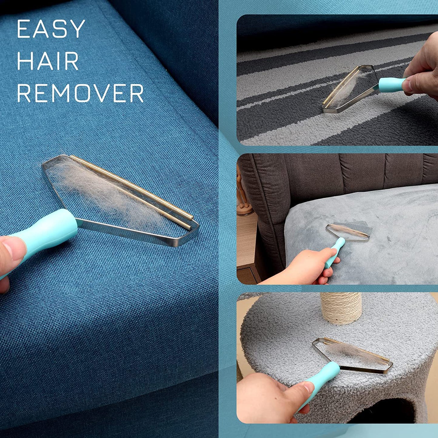 4-Piece Pet Hair Remover, Blue