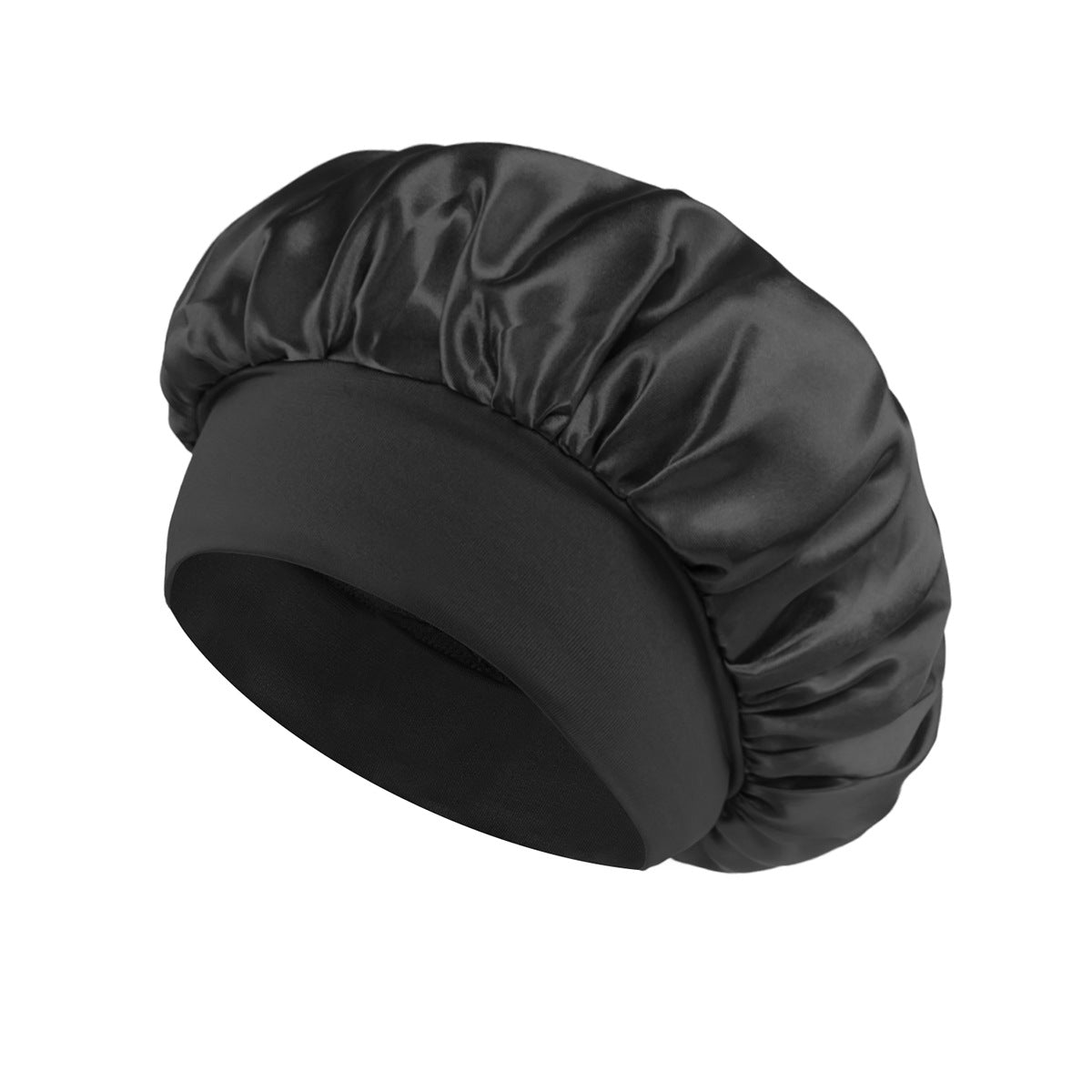 4-Piece Satin Wide Band Hair Bonnets (black, pink, turquoise, off white)