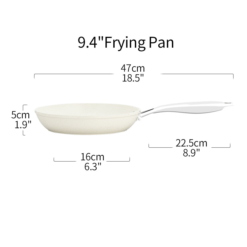 8/9.4/11 inch Aluminum Fry Pan Ceramic Non Stick Coating Frying Pan, white