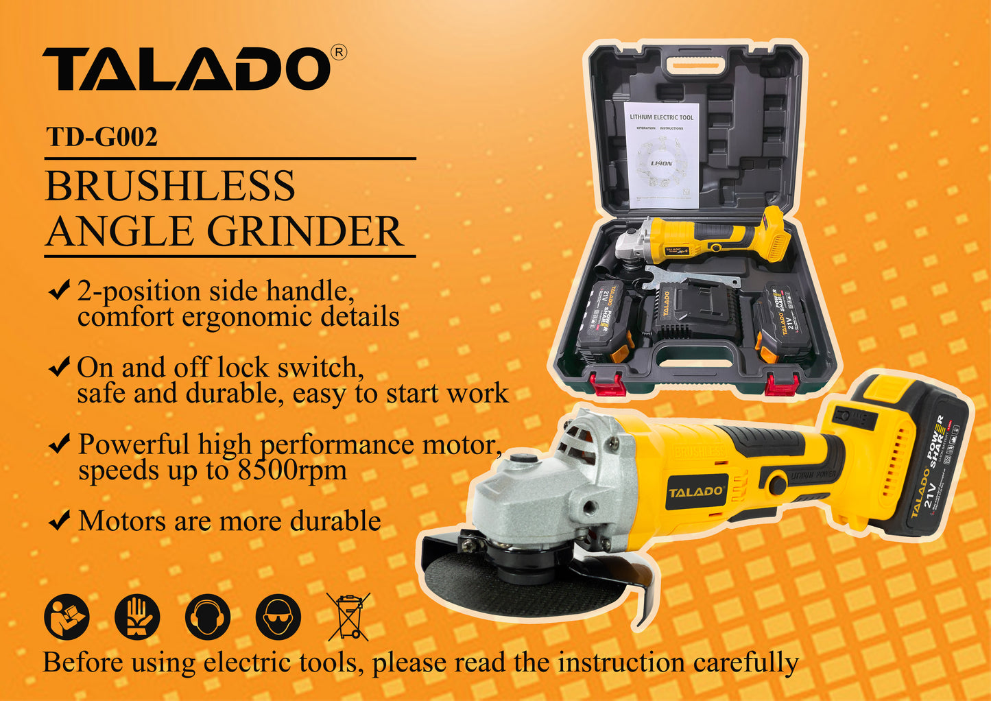 21V Wireless Angle Grinder