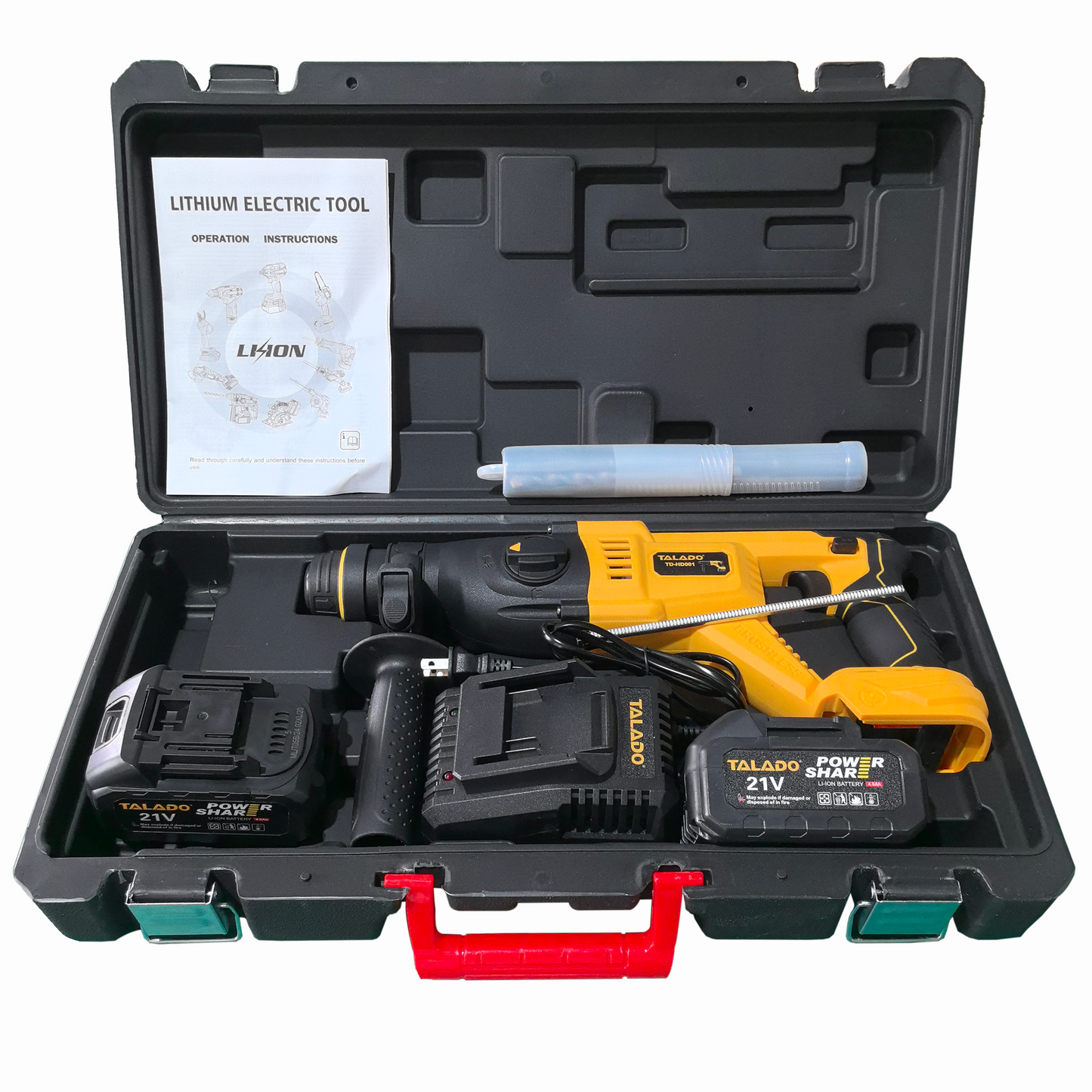 21V Brushless D-Handle Rotary Hammer Drill with 2 Batteries