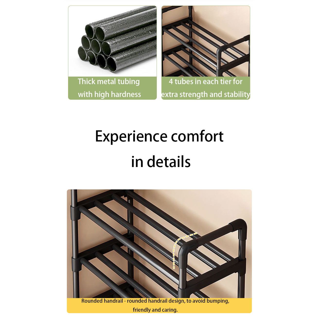 Stackable Shoe Shelf 4 Layer / 6 Layer, Black (2 Options)